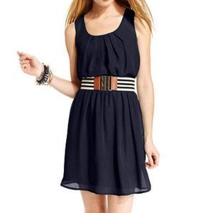 Navy Blue Dress with Belt